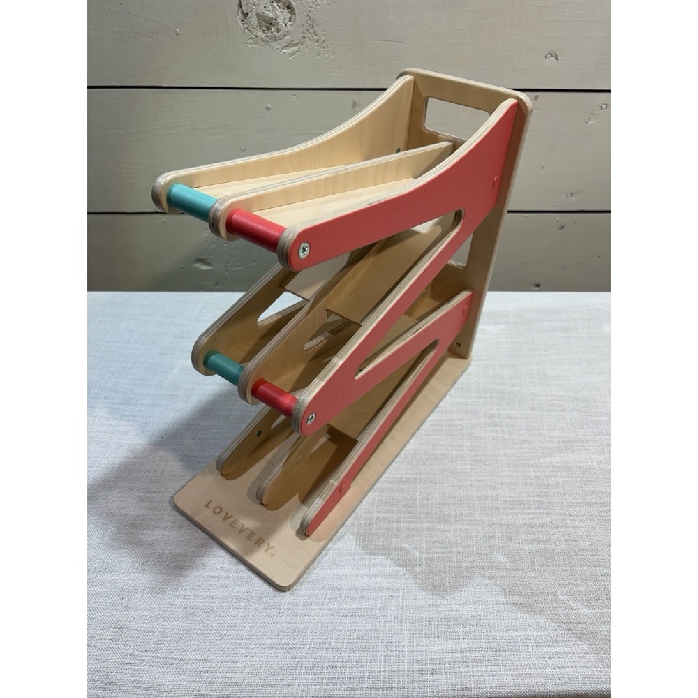 Lovevery Wooden Side By Side Toy Race & Chase Track/Ramp. No Cars.
